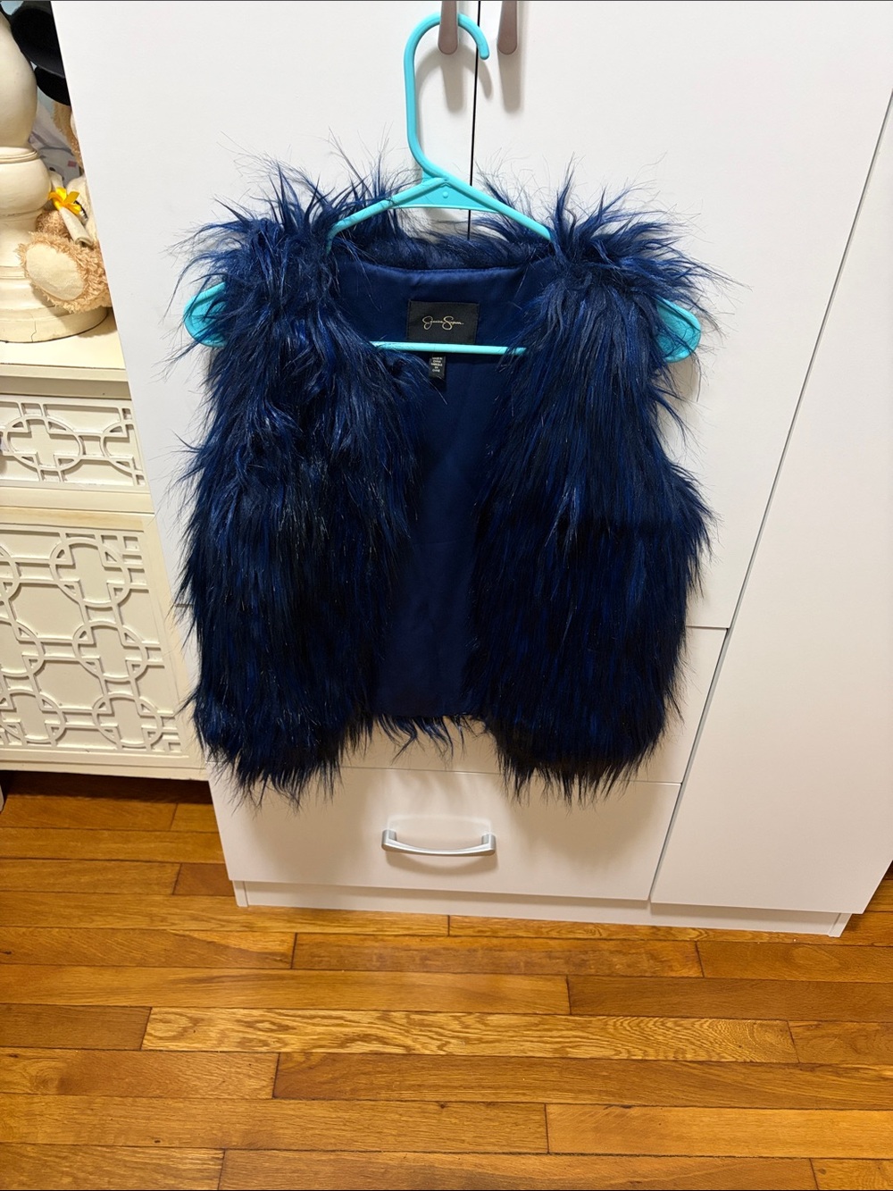 Jessica Simpson Navy Blue Faux Fur Vest